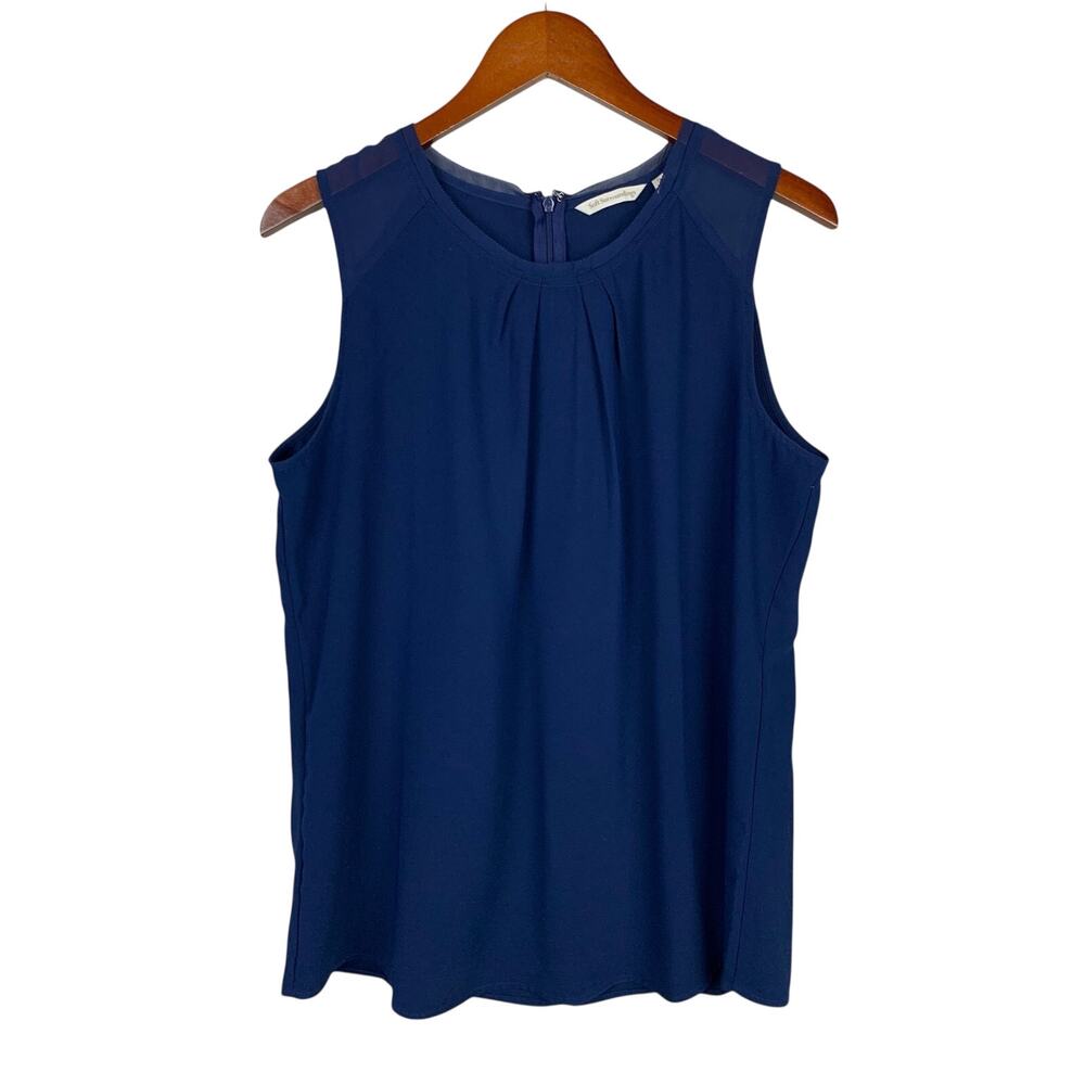 Soft Surroundings Teagan Tunic Longer Length Sleeveless Blouse Blue Women's M